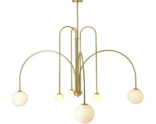 6-Light Golden Modern Empire Chandelier Candle Pendant Light Fixture