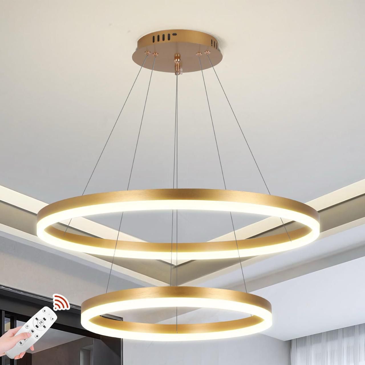 Modern two-ring LED chandelier