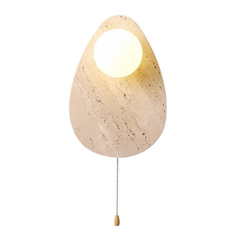 Teardrop Travertine Wall Lamp with a pull chain